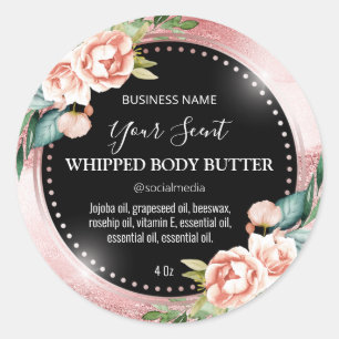 Shiny Rose Gold Glitzer Body Butter Labels Runder Aufkleber