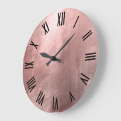 Shiny Rose Gold Imitate Schwarze römische Zahlen Große Wanduhr (Winkel)