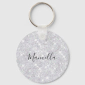 Shiny Rose Gold Silver Glitzer Custom Monogram Schlüsselanhänger (Rückseite)