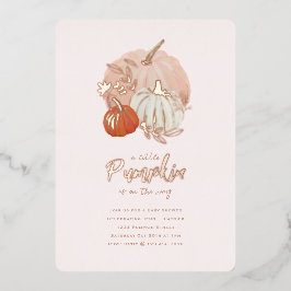 Shiny Rose Gold und Pink Pumpkin Baby Dusche Folieneinladung