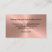 Shiny Rose Gold Zuhause Clearing Business Card Visitenkarte (Rückseite)