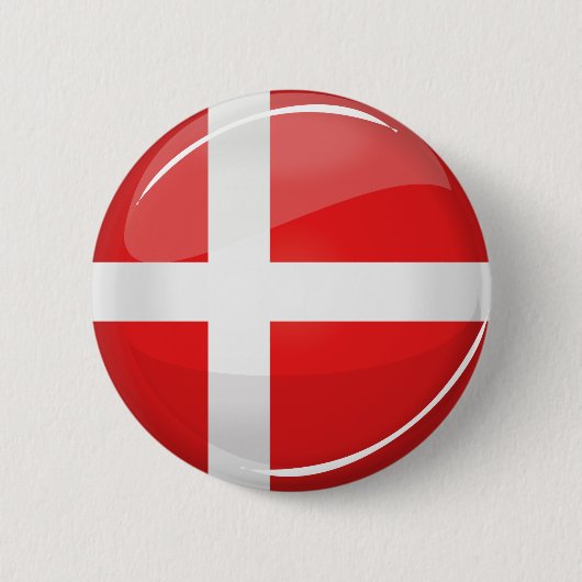 Shiny Round Denmark Flag Button (Vorderseite)