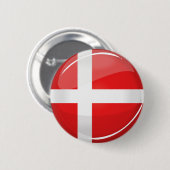 Shiny Round Denmark Flag Button (Vorne & Hinten)