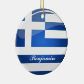 Shiny Round Greece Flag Keramik Ornament (Rechts)