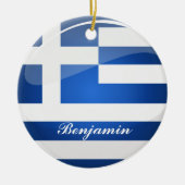 Shiny Round Greece Flag Keramik Ornament (Vorne)