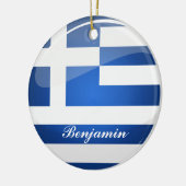 Shiny Round Greece Flag Keramik Ornament (Links)