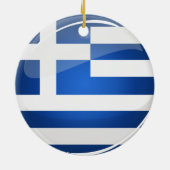 Shiny Round Greece Flag Keramik Ornament (Hinten)