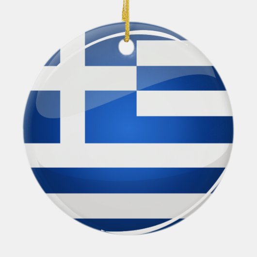 Shiny Round Greece Flag Keramik Ornament (Hinten)