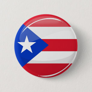 Shiny Round Puerto Rico Fahne Button