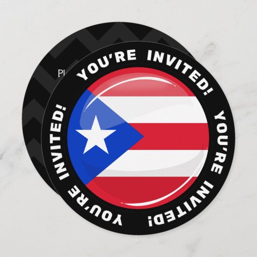 Shiny Round Puerto Rico Fahne Einladung (Vorne/Hinten)