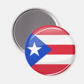 Shiny Round Puerto Rico Flag Magnet (Vorderseite/Rückseite)