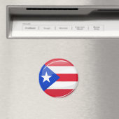 Shiny Round Puerto Rico Flag Magnet (In Situ (Geschirrspüler))