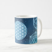 Shiny Sacred Geometry Universe Blue Funkel Kaffeetasse (VorderseiteRechts)