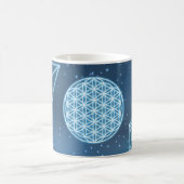 Shiny Sacred Geometry Universe Blue Funkel Kaffeetasse (Mittel)