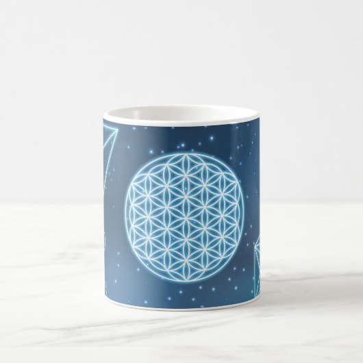 Shiny Sacred Geometry Universe Blue Funkel Kaffeetasse (Mittel)