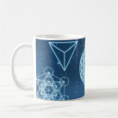 Shiny Sacred Geometry Universe Blue Funkel Kaffeetasse (Links)