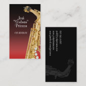 Shiny Saxaphone Red Gradient Business Card Visitenkarte (Vorne/Hinten)