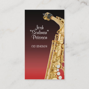 Shiny Saxaphone Red Gradient Business Card Visitenkarte