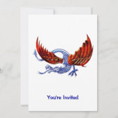 Shiny Scaly Blue Dragon mit Feuerzaubern Einladung (Vorderseite)