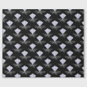 Shiny Schwarz-weiß Diamond Pattern Design Geschenkpapier (Flach)