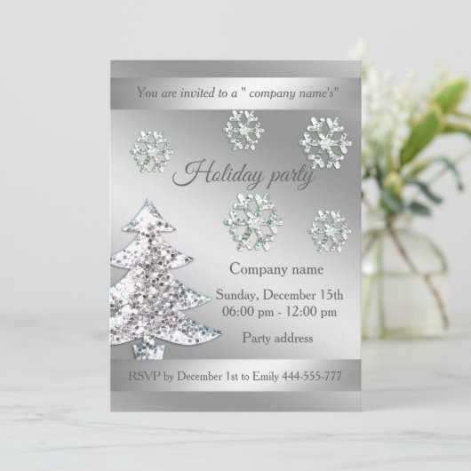 Shiny Sequenzen Snowflake Weihnachts-Party Einladung (Stehend Vorderseite)