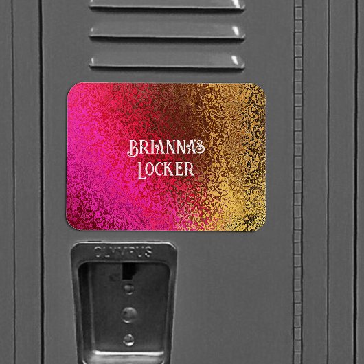 Shiny Shades of Pink & Gold Add Name Magnet