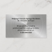 Shiny Silver & Black Event Barkeeper Business Card Visitenkarte (Rückseite)