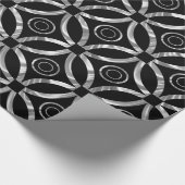 Shiny Silver & Black Geometric Muster Geschenkpapier (Ecke)