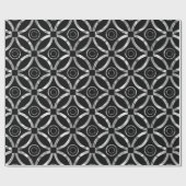 Shiny Silver & Black Geometric Muster Geschenkpapier (Flach)