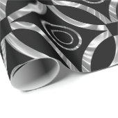 Shiny Silver & Black Geometric Muster Geschenkpapier (Rolleneckpunkt)