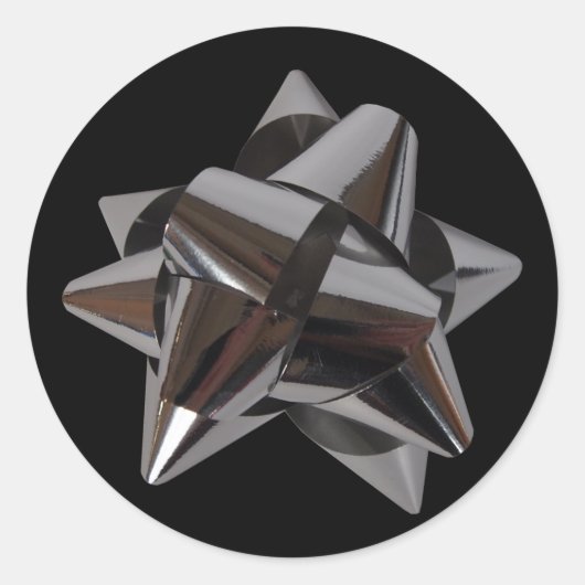 Shiny Silver Bow Runder Aufkleber (Vorderseite)