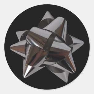 Shiny Silver Bow Runder Aufkleber