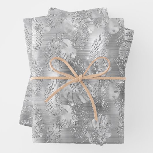 Shiny Silver Glam Animal Print Geschenkpapier Set (Beispiel)