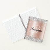 Shiny Silver Glitzer Blale Rose Gold Foil Monogram Notizblock (Innenseite)