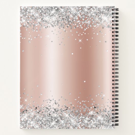 Shiny Silver Glitzer Blale Rose Gold Foil Monogram Notizblock (Rückseite)