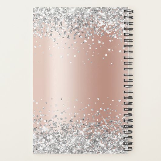 Shiny Silver Glitzer Blale Rose Gold Foil Monogram Planer (Rückseite)
