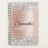 Shiny Silver Glitzer Blale Rose Gold Foil Monogram Planer (Vorderseite)