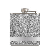 Shiny Silver Glitzer Name Vinyl Wrapper Flasche hi Flachmann (Rückseite)