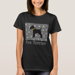 Shiny Silver Glitzer, Niedlich Fox Terrier Silhoue T-Shirt