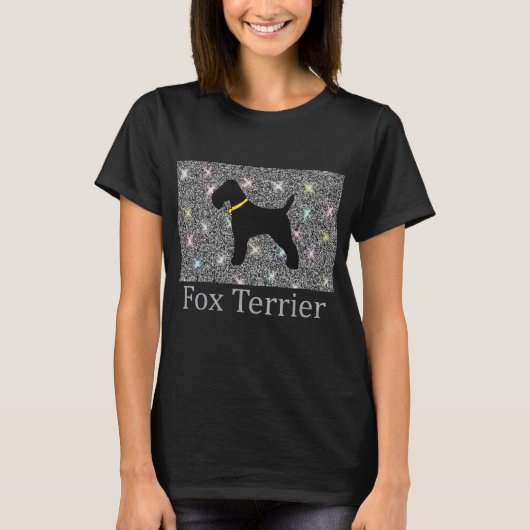 Shiny Silver Glitzer, Niedlich Fox Terrier Silhoue T-Shirt (Vorderseite)
