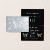 Shiny Silver Grau and Black Watercolor Moth Folienkarte (Anzeige)