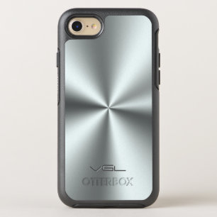 Shiny Silver Gray Metallic Print OtterBox Symmetry iPhone 8/7 Hülle