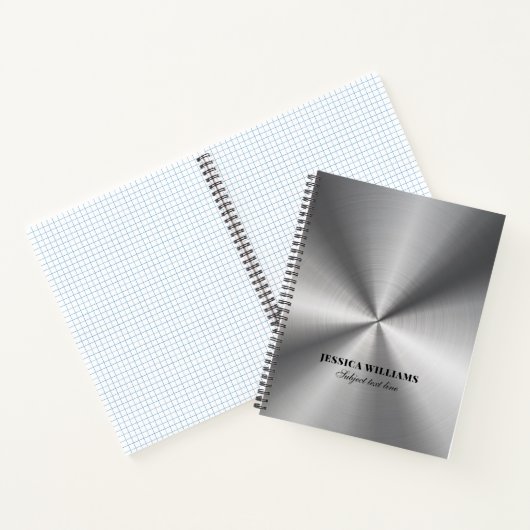 Shiny Silver Gray Stainless Steel Look Notebook Notizblock (Innenseite)