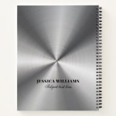 Shiny Silver Gray Stainless Steel Look Notebook Notizblock (Rückseite)