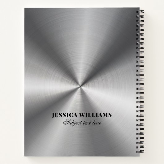 Shiny Silver Gray Stainless Steel Look Notebook Notizblock (Rückseite)