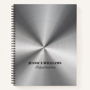 Shiny Silver Gray Stainless Steel Look Notebook Notizblock