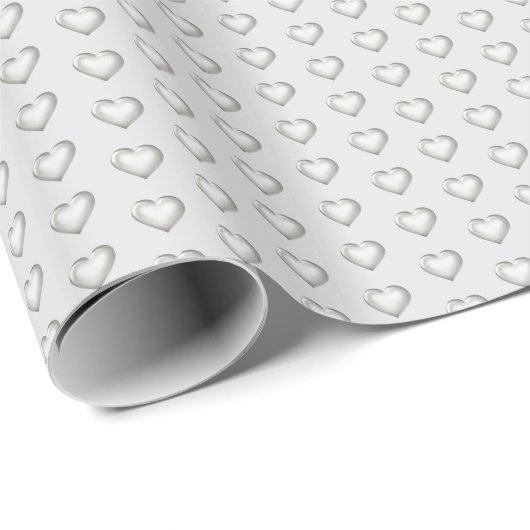 Shiny Silver Hearts Geschenkpapier (Rolleneckpunkt)