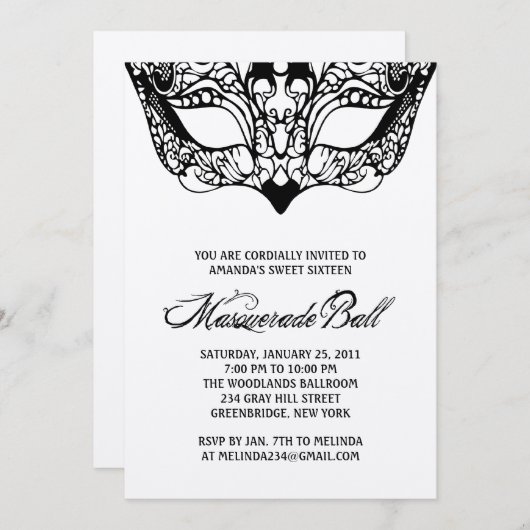 Shiny Silver Masquerade Einladungen (Vorne/Hinten)