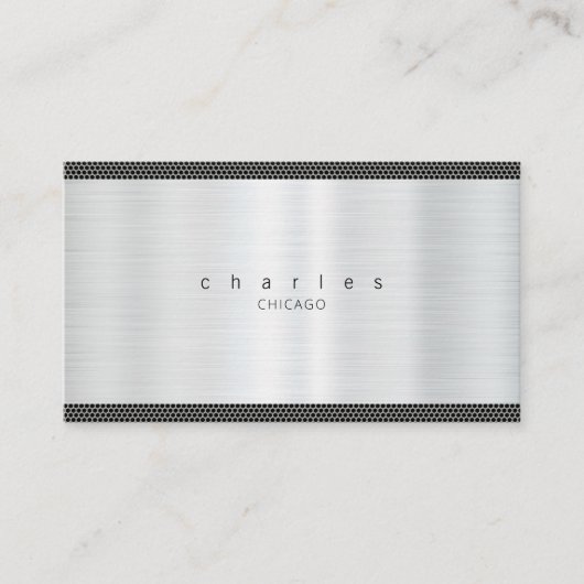 Shiny Silver Metall gebürstet Stainless Textur Visitenkarte (Vorderseite)