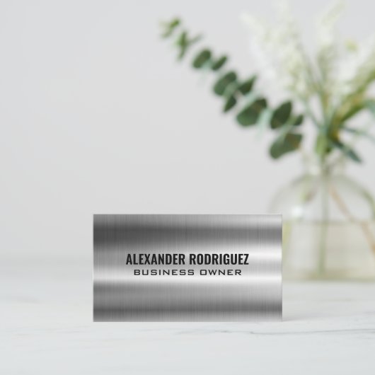 Shiny Silver Metallic Visitenkarte (Stehend Vorderseite)